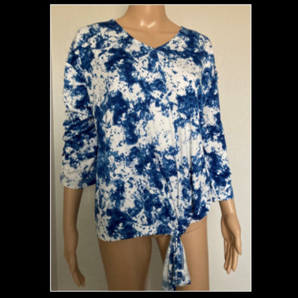 Bleu Bayou Blue & White Blouse Extra Large XL